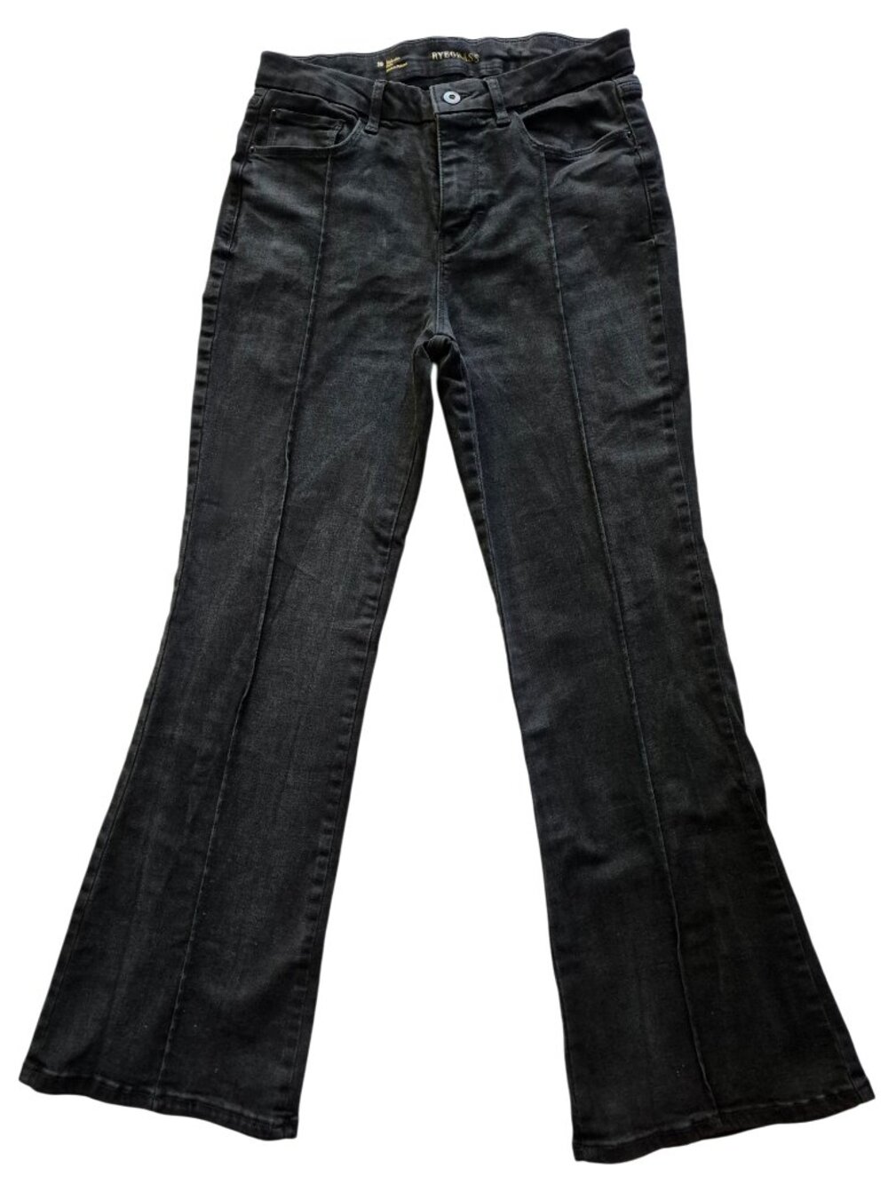Ryegrass High-Waisted Flare Front Seam Black Jeans Size 10